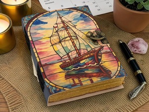 Herb Heritage <b>Sailing</b> Ship Leather Journal Pirate Notebook Vintage Captain Log <b>Book</b> Deckle Edge Paper Diary 200 Sheets Gift - Product Image 4
