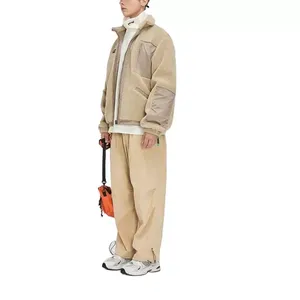 Veste d'hiver décontractée pour homme en polaire sherpa avec fermeture éclair personnalisée, col rabattable, ourlet côtelé, coupe ajustée, tendance, par le fabricant - Product Image 2
