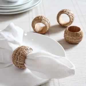 New brass and rattan combination napkin ring here <b>top</b> trendy <b>table</b> <b>decoration</b> -wholesale here - Product Image 3