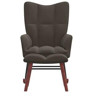 Fauteuil à bascule en velours gris foncé de taille moyenne pour salon avec tabouret - Product Image 3