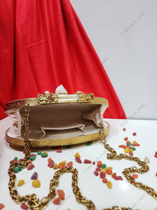 Indian Handcrafted Mother Of <b>Pearl</b> Evening <b>Clutch</b> With Organic Gemstone Accent Luxury Bridal Party Statement Bag - Product Image 5