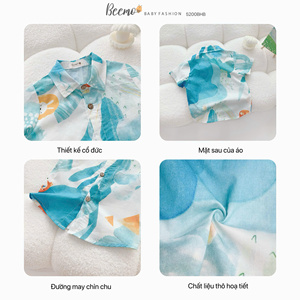 Ensemble de vêtements pour garçons en bas âge, style plage tendance, chemises à manches courtes et shorts, polyester/coton, tenues décontractées pour garçons - Product Image 5