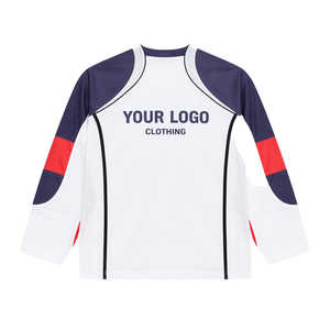 New Private Label Men's Graphic Mesh Jersey Oversized Long Sleeve Streetwear Racing Style Sports Jersey Polyester OEM MFG Jersey - Product Image 6