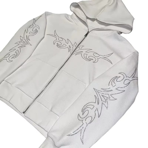 Sudadera con Capucha Negra para Mujer, con Cierre, Diseño Tribal Bordado, Manga Larga, Estilo Casual para Otoño - Product Image 4