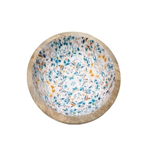 Tazón de cerámica de madera para fruta seca, tazón para servir mesa de comedor de 12 pulgadas, diseño único personalizado, buena calidad, colorido - Product Image 1