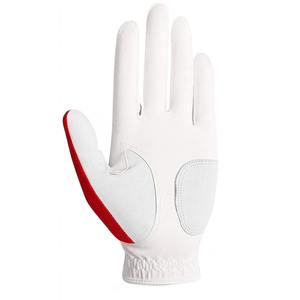Gant de golf respirant pour droitier, blanc et rouge, en cuir de chèvre, antidérapant, fermeture à enfiler, unisexe, sport - Product Image 4