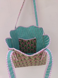 New Block Printed Women Tote <b>Bags</b> Shopping <b>Beach</b> Casual Carry Hand <b>Bag</b> Indian Traditional Ethnic Luxury Beautiful Hand Tote <b>Bags</b> - Product Image 2