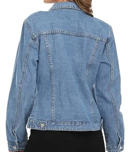 Veste en jean oversize vert uni pour femme 2026, en coton de haute qualité, col montant, style urbain - Product Image 5