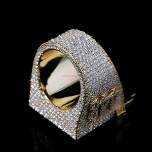 Anillo para Hombre RB Gems Hip Hop Iced Out, Chapado en Oro de 14K, con Diamantes Cultivados en Laboratorio y Moissanita de Corte Brillante, Certificado - Product Image 2