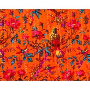 Couverture Kantha artisanale en coton biologique, élégante et raffinée, écologique, vintage, réversible, pour la maison et l'hôtellerie, vente en gros - Product Image 2