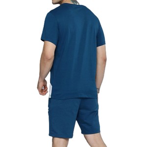 ชุดเสื้อยืดแขนสั้นและกางเกงขาสั้นสีฟ้าสำหรับผู้ชาย ชุดลำลองสไตล์สตรีทแวร์สำหรับฤดูร้อน - Product Image 2