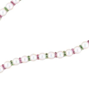 Pink Green and White Pearl Beaded Lanyard with Rhinestone Spacers ID Badge Holder Neck Strap Fashion Accessory - Product Image 4