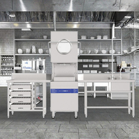 Lave-vaisselle professionnel entièrement automatique intelligent pour hôtels et cantines, type capot