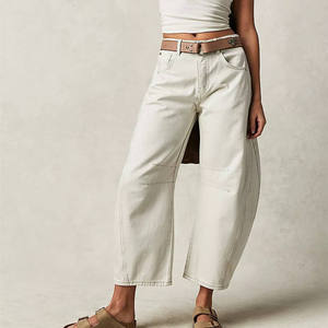 New Fashion Women Denim Jeans High Quality Customization LOGO Washing Loose High Waist Wide Leg Jeans OEM - Product Image 4