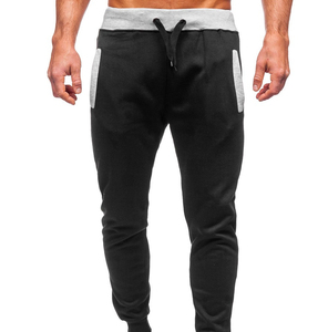 Men's <b>Black</b> Sweatpants With Gray Waistband And Side Pockets Elastic Drawstring Casual Jogger <b>Pants</b> Autumn Wear - Product Image 1