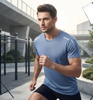 Kaos Pria Lengan Pendek O-Neck Cepat Kering Warna Solid Regular Fit Kasual Rajutan Poliester