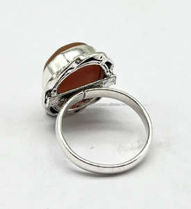 Bague en argent sterling 925 de style bohème fabriquée à la main pierre de pêche pierre précieuse pierre de lune bijoux cadeau pour elle - Product Image 4