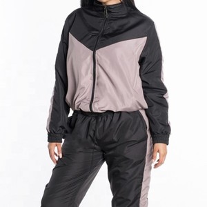 Women Color Blocking Hooded <b>Tracksuit</b> Full Sleeve Drawstring Closure Side Pockets Sporty Style Autumn Wear - Product Image 3