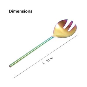 Rainbow <b>Mirror</b> Finish Serving Spoon Set Long Handle Modern Design Metal Utensils for Party Use - Product Image 3