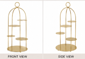 Elegant Gold Oval 3 <b>Tier</b> <b>Cake</b> Stand Dessert Display Stand with Round Glass Plates for Wedding Party Buffet Food Presentation Lux - Product Image 5