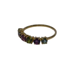 Bague classique pour femme en argent sterling 925 plaqué or avec pierres précieuses multi-tourmalines, idéale pour les mariages - Product Image 4
