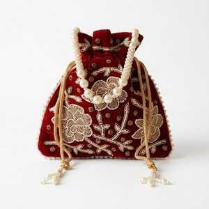 Cheap Handmade Embroidered Potli Purse with Decorative Beadwork <b>for</b> <b>Bridesmaids</b>, <b>Wedding</b> Festivals and Traditional Celebrations - Product Image 1