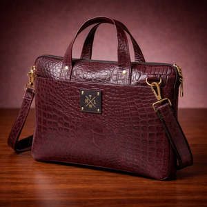 Genuine Croco Leather Black Large Capacity Laptop <b>Bag</b> Briefcase Crossbody <b>Computer</b> Handheld Business Travel <b>Bag</b> - Product Image 3