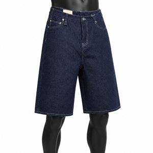 Shorts en jean pour hommes personnalisés, denim foncé, coupe ample, jambes larges, OEM ODM, vente en gros, streetwear haut de gamme - Product Image 3