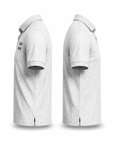 <b>Men's</b> <b>White</b> Solid Embroidered Knitted for <b>Shirt</b> Short <b>Sleeve</b> Breathable Casual Style Digital Printed Logo Front - Product Image 4