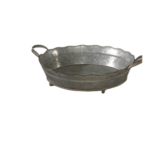 Grand plateau de service rond en métal galvanisé avec poignées en bois, style farmhouse, plateau décoratif pour la maison, la cuisine, le bar et les fêtes - Product Image 6