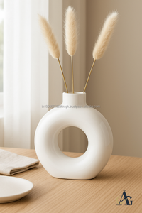 Jarrón de Cerámica Moderno en Forma de Donut con Esmalte Brillante para Decoración de Bodas, Sala de Estar y Oficina - Product Image 3