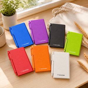 Eco Friendly Plastic Green PP Pocket Notebook Pen Waterproof Hard Cover Mini Journal Gift Stationary Set - Product Image 6