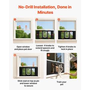 Accesorio Ajustable para Ventana de Gatos, con 4 Modos de Cierre Seguro, Marco de Aluminio, Vidrio de Alta Transparencia, Resistente a la Intemperie - Product Image 5