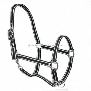 Licou en nylon personnalisé à double motif en noir et blanc avec boucle et anneau solides en acier inoxydable - Product Image 1