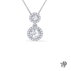 Colgante de oro de 14K de lujo con doble halo colgante y diamantes redondos cultivados en laboratorio, con piedras centrales de corte brillante, venta al por mayor y al por menor OEM. - Product Image 6