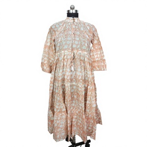 Maxi vestido de algodón con estampado Floral a mano para mujer, informal, con núcleo de Casa de Campo, estilo de maternidad, Hippie larga ropa de fiesta, decoración de encaje - Product Image 1