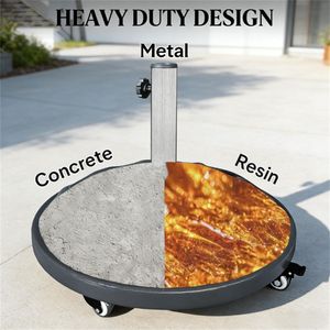 Black Circular Outdoor <b>Umbrella</b> <b>Stand</b> with <b>Base</b> Only for Patio Balcony Courtyard <b>Umbrella</b> Frame - Product Image 2