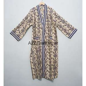 Bata Kimono de Algodón 100% para Mujer, Talla Única, con Forro y Tira Frontal, Elegante y Romántica, Ropa de Dormir - Product Image 1