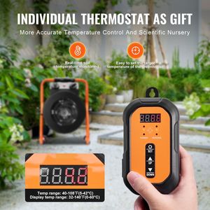 1500W Fast Heating Greenhouse <b>Thermostat</b> 2 Speed Setting Small Electric <b>Heater</b> for Grow Tent <b>with</b> Overheat Protection - Product Image 2
