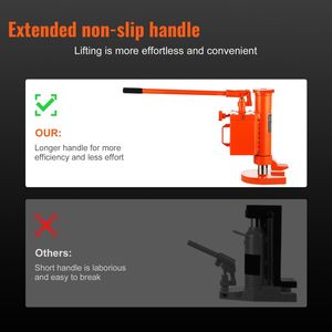 Martinetto idraulico a punta da 5 tonnellate con capacità di sollevamento superiore di 10 tonnellate, altezza punta 1.0-9.1, altezza sollevamento 14.6-22.4, per auto - Product Image 6