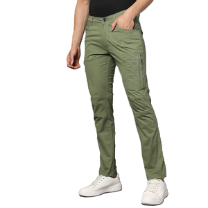 Pantalones Cargo rectos personalizados de mezcla de algodón con cremallera regular y Frente plano, tela de sarga vaquera, Chándales chinos para hombre, proveedor de pantalones - Product Image 3
