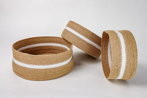 Handmade Braided Paper Roll <b>Baskets</b> Wholesale for Home Decor Storage Living Room Organizer India - Product Image 5