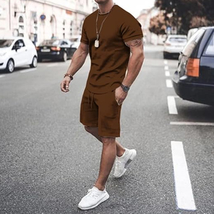Conjunto Casual de 2 Piezas para Hombre, Fabricante de Pantalones Cortos Cargo de Algodón y Camiseta, OEM, ODM, Logotipo Personalizado, Venta al Por Mayor - Product Image 4