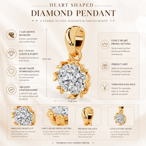 Collier avec pendentif solitaire en forme de cœur |   Diamant simulé rond en argent sterling 925 |   Pendentif flocon de neige, cadeau élégant et scintillant - Product Image 5