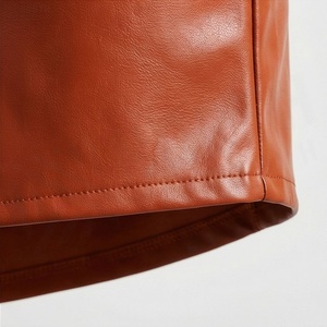 Minifalda de Cintura Alta para Mujer, de Piel Sintética, con Abertura Lateral, Color Sólido Brillante, Diseño Sexy, para Todas las Temporadas - Product Image 6