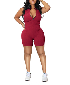 Ropa deportiva ajustada para mujer, mono informal para mujer, ajustado de punto, traje Sexy de una pieza, sin mangas, cuello redondo, monos elásticos ajustados - Product Image 1