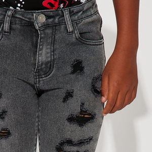 Material de mezcla de algodón para pedidos al por mayor / Ropa casual de diseño de alta calidad con corte clásico suave y recto con presillas, jeans para niños - Product Image 3