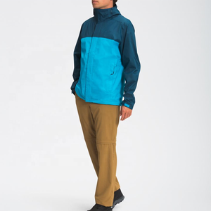 Veste d'extérieur légère et imperméable pour homme avec capuche, logo frontal, col montant, imperméable pour la randonnée et le camping, en tissu tissé - Product Image 5