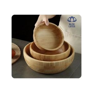 Tazón de Bambú de Calidad Confiable, Superficie Lisa, Construcción Premium, Ideal para Servir Comidas y Exhibir Bocadillos, Mejora la Apariencia - Product Image 1