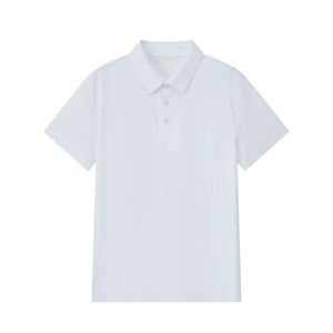 เสื้อโปโลแขนสั้นสีขาวสำหรับผู้ชาย ทรงปกติ สีพื้น ผ้าฝ้ายปิเก้ สไตล์ลำลอง - Product Image 1